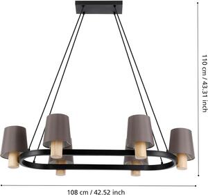 Eglo 43782 EDALE E27 6 vie a sospensione 1080x510mm Nero Marrone Cappuccino