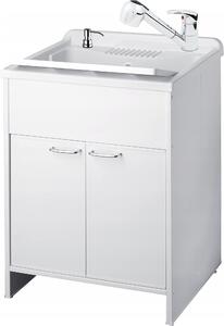 SIGO Set lavello + mobile base 50 cm con 2 ante, colore bianco/argento