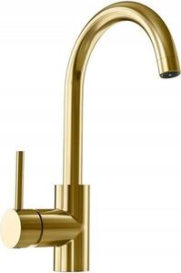 Miscelatore da cucina Globalo Zentio Gold Mat - colore oro opaco Miscelatore da cucina Facile da installare, miscelatore con tubo per acqua calda e fredda, miscelatore per lavello