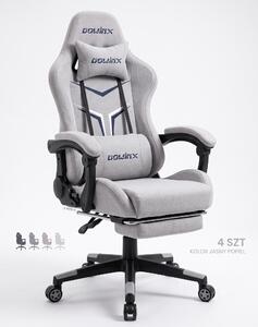 Sedia da gaming ergonomica Dowinx con poggiapiedi e massaggio lombare – Tessuto traspirante, colore grigio chiaro