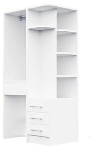 Armadio per bambini - Armadio autoportante - 70 x 45 x 135 cm - Ripiani pieghevoli - Porta appendiabiti - 3 cassetti - Bianco