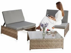 Gruppo di sedute Mucola set da giardino in polyrattan 2 poltrone e tavolo salotto da giardino mobili da giardino set da pranzo - grigio