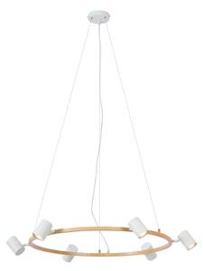Lampada a sospensione moderna con stampa legno e 6 luci bianche - Jeana Circle