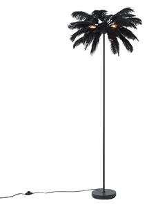 Lampada da terra Art Déco nera con piume nere - Peahen