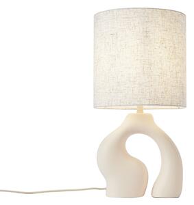 Lampada da tavolo Japandi beige con paralume in lino - Dahlia