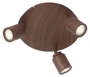 Plafoniera Japandi in legno scuro con faretti regolabili 3 luci IP44 - Ducha