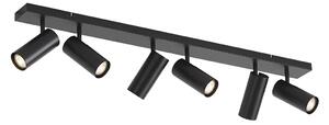 Plafoniera moderna nera 102 cm 6 luci regolabile - Renna