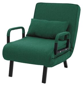 Poltrona reclinabile con funzione letto, poltrona 3-in-1 con funzione letto, poltrona trasformabile in letto, poltrona pieghevole, divano letto pieghevole, tessuto chenille, verde scuro