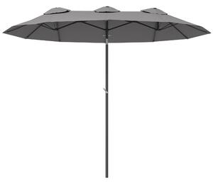 Outsunny Ombrellone Doppio Inclinabile a 45° con Manovella e Prese d'Aria, in Acciaio e Poliestere, 285x147x227 cm, Grigio