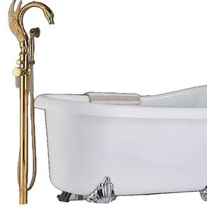 Miscelatore per vasca da bagno freestanding, in ottone, stile contemporaneo, finitura oro