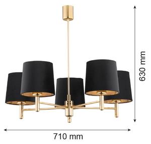 Brilagi - Lampadario a stelo MONTE 5xE27/15W/230V nero/oro
