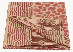Plaid in cotone fatto a mano con borsa tote Pink Leopard