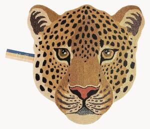Tappeto in lana a pelo lungo fatto a mano Himani Leopard Head