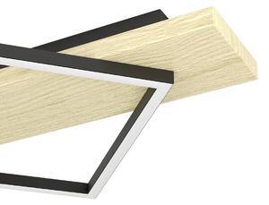 Lampada da soffitto a LED EGLO Boyal, lampada da soffitto a 3 luci, lampada da soggiorno in legno chiaro e metallo nero, lampada da soffitto, bianco caldo, 101 cm