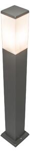 Lampione da esterno moderno grigio scuro con opalino 80 cm IP44 - Malios
