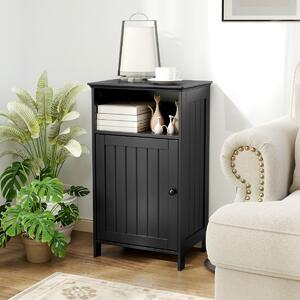 Costway Armadio per bagno di legno con anta singola e mensola regolabile, Mobile multifunzionale 40x30x70cm Nero