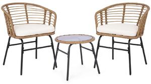 Set di mobili da giardino KOMFOTTEU, mobili da esterno per balcone con cuscini per seduta per 2 persone, set bistro in 3 pezzi con 2 sedie e tavolino, set da salotto resistente agli agenti atmosferici per giardino, balcone e terrazza