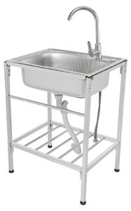 Mobiletti sottolavello da cucina, in acciaio inossidabile, con rubinetto per acqua calda e fredda, colore argento