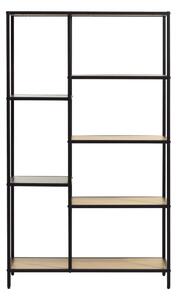 Libreria nera/di colore naturale effetto rovere 80x146x35 cm Altino – Unique Furniture