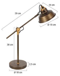 Mexlite Lampada da tavolo Nove, bronzo, metallo, E27 Nove, Bronzo / Ottone antico, Studio / Ufficio, Metallo, Industriale, Lampada da tavolo