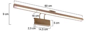 Steinhauer Applique a LED Litho, bronzo, metallo, CCT, larghezza 60 cm, dimmerabile, Bronzo / Ottone antico, Soggiorno / Sala da pranzo, Metallo, Applique