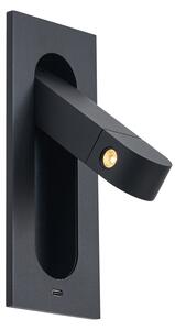 Lampada da parete moderna nera con LED e porta USB-C - Hilton