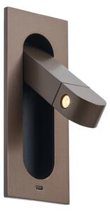 Lampada da parete moderna bronzo scuro con LED e porta USB-C - Hilton