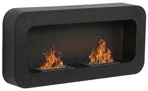 Flavia - Camino a Bioetanolo da Parete 100x46x16 cm con 2 Bruciatori 3 Litri Nero