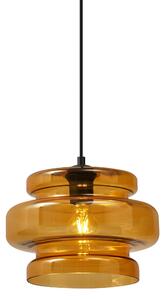 Lampada a sospensione retrò nera con vetro arancione - Denise