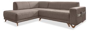 Divano angolare marrone allungabile e con contenitore (penisola a sinistra/a L) Classy Sophie – Miuform