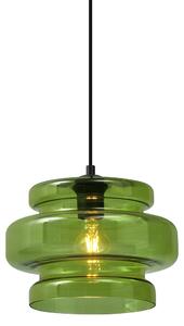 Lampada a sospensione retrò nera con vetro verde - Denise