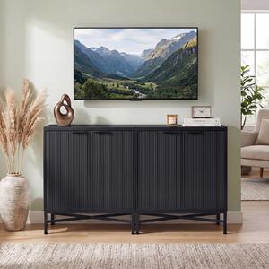 Costway Credenza da cucina moderno 2 ante ripiano regolabile legno metallo, Tavolino Buffet salvaspazio salotto corridoio Nero