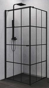 New Trendy Superia Black box doccia 90x90 cm quadrato nero opaca/vetro con motivo K-0598