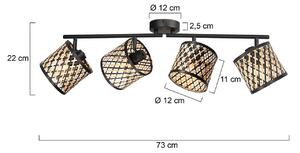 Mexlite Plafoniera soffitto Sumba, dimmerabile, Nero, Soggiorno / Sala da pranzo, bambù, Plafoniera