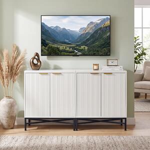 Costway Credenza da cucina moderno 2 ante ripiano regolabile legno metallo, Tavolino Buffet salvaspazio salotto corridoio Bianco