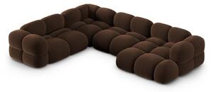 Divano angolare marrone scuro (con penisola a sinistra/a U) con rivestimento in velluto Loretto – Cosmopolitan Design