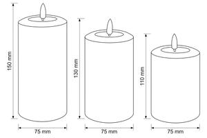 BRILAGI - Set 3x candele LED LED/2xAA grigio