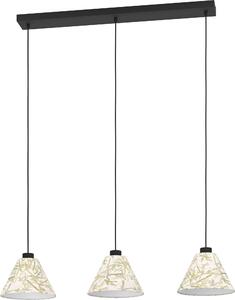 EGLO Oxpark lampada a sospensione, lampada a sospensione, lampada da sala da pranzo in metallo nero e tessuto con foglie di bambù, lampada a sospensione, attacco E27, 92 cm