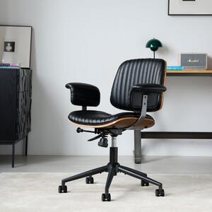 Sedia da ufficio in pelle, ergonomica, girevole, ideale per ufficio o come poltrona per dirigenti, con altezza regolabile e braccioli, colore nero
