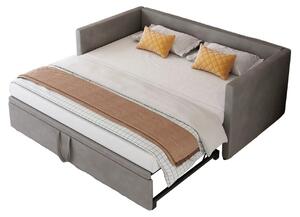 Divano letto - Modello a forma di "U" con letto estraibile - Rivestimento in velluto - 213 x 183 x 74 cm - Design moderno - Grigio - Materasso non incluso