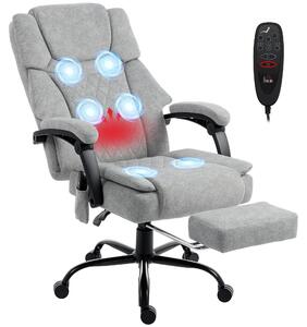 Sedia da ufficio HOMCOM con funzione massaggio, funzione riscaldante, regolabile in altezza, colore grigio