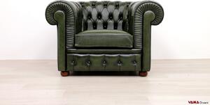 Poltrona Chesterfield Artigianale Pelle Verde Inglese