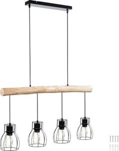 Tectake® Woody lampada a sospensione a 4 luci, 4x E27, 40 W 82 x 13,5 x 140 cm
