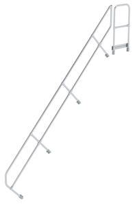 Scala con piattaforma a 45° secondo corrimano per 15 gradini inclinazione 45°