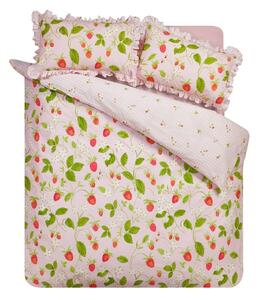 Set copripiumino e federa rosa per letto matrimoniale 3 pezzi 200x200 cm Strawberry Frills – Catherine Lansfield