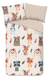 Set copripiumino e federa da bambini marrone/beige in cotone per letto singolo 140x200 cm Rave – Good Morning