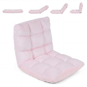 KOMFOTTEU: Poggiapiedi, poltrona da pavimento con schienale regolabile (rosa chiaro) | Divano da pavimento pieghevole, poltrona relax imbottita con funzione relax, sedia da meditazione, sedia da pavimento per la casa e il tempo libero