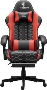 HICON Sedia da gioco Lambeth - Ergonomica - Sedia da gioco - Sedia da ufficio - Regolabile - Sedie da gioco - Sedia da corsa - Sedia da gioco - Nero/Rosso