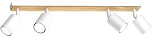 Lampada da soffitto Tulon bianco opaco-legno chiaro 4xGU10x8W metallo, dimensioni: 15,5x60x5,5 cm, IP20, Luminex