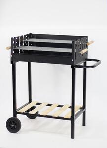 Barbecue a Carbone Domingo 82,5x46x89 cm con Griglia in Acciaio Inox e Paravento Nero